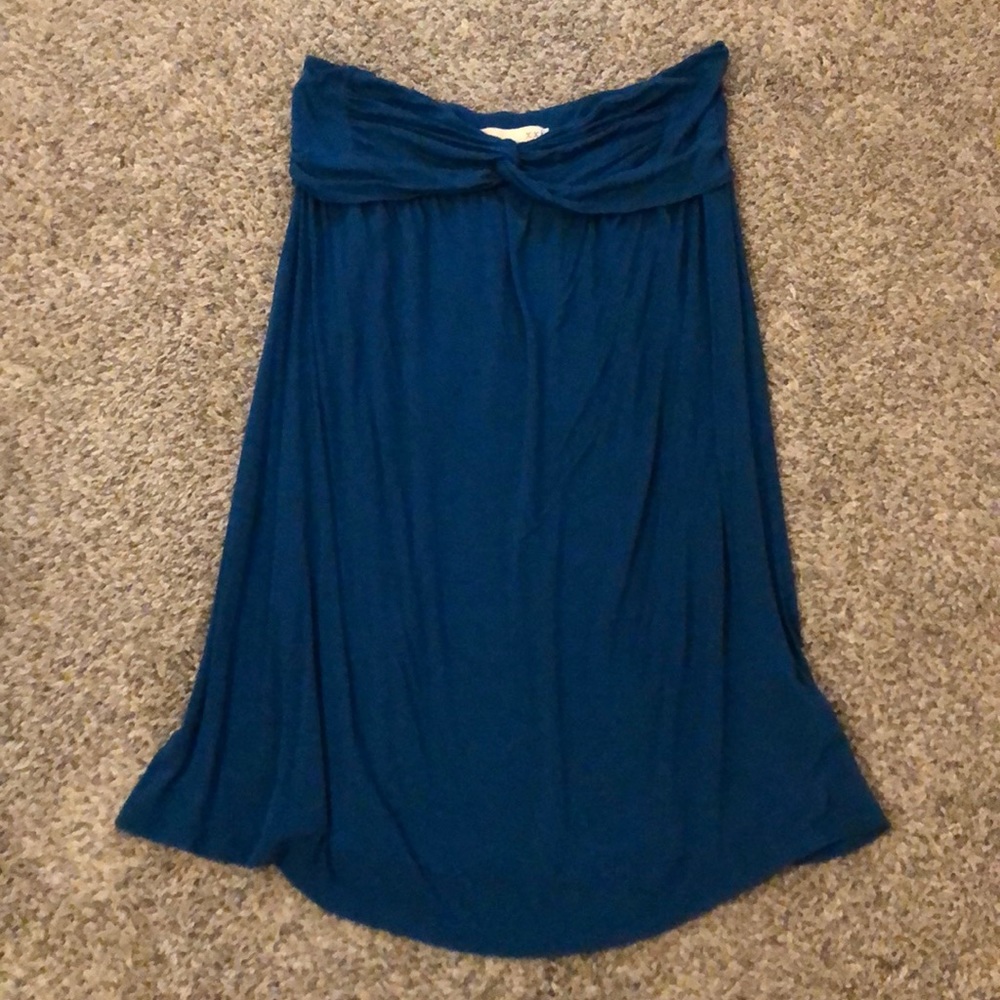 Teal strapless mini dress